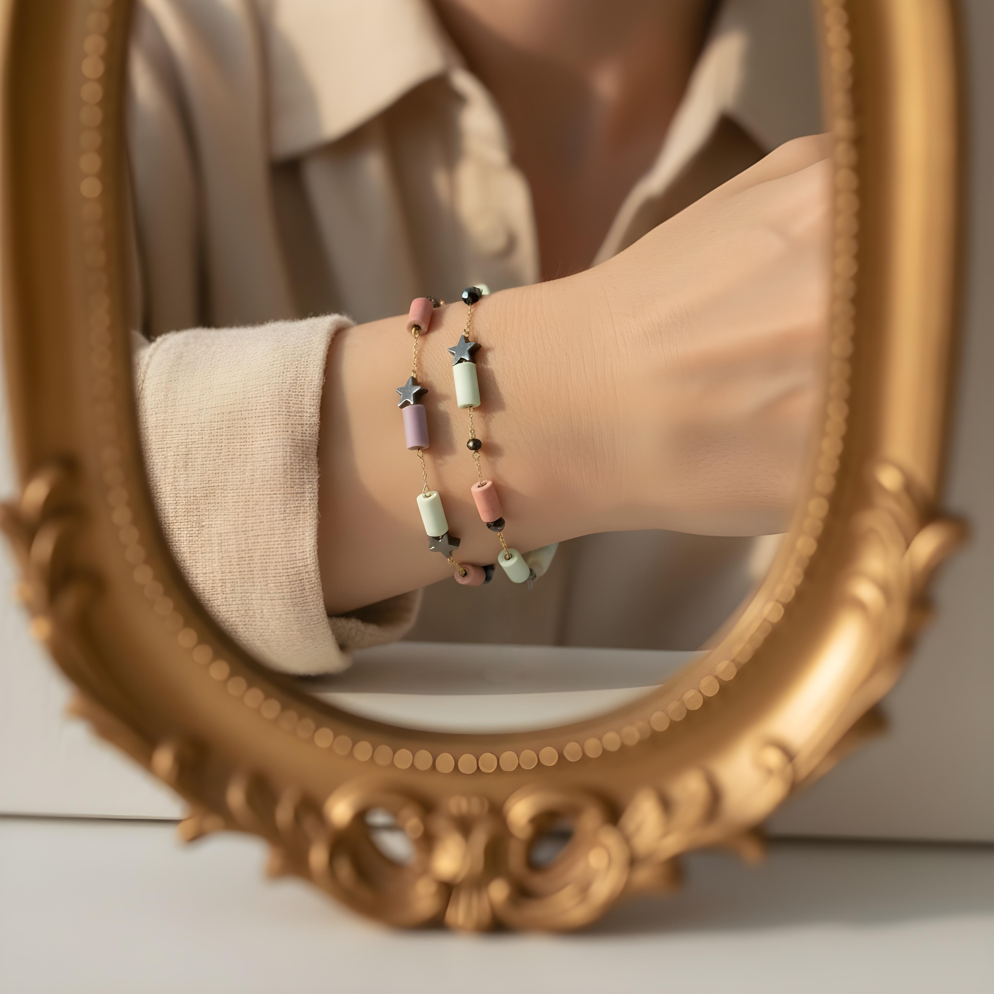 Cylinder Colored Bracelet (Purple/Yellow, Pink/Green)