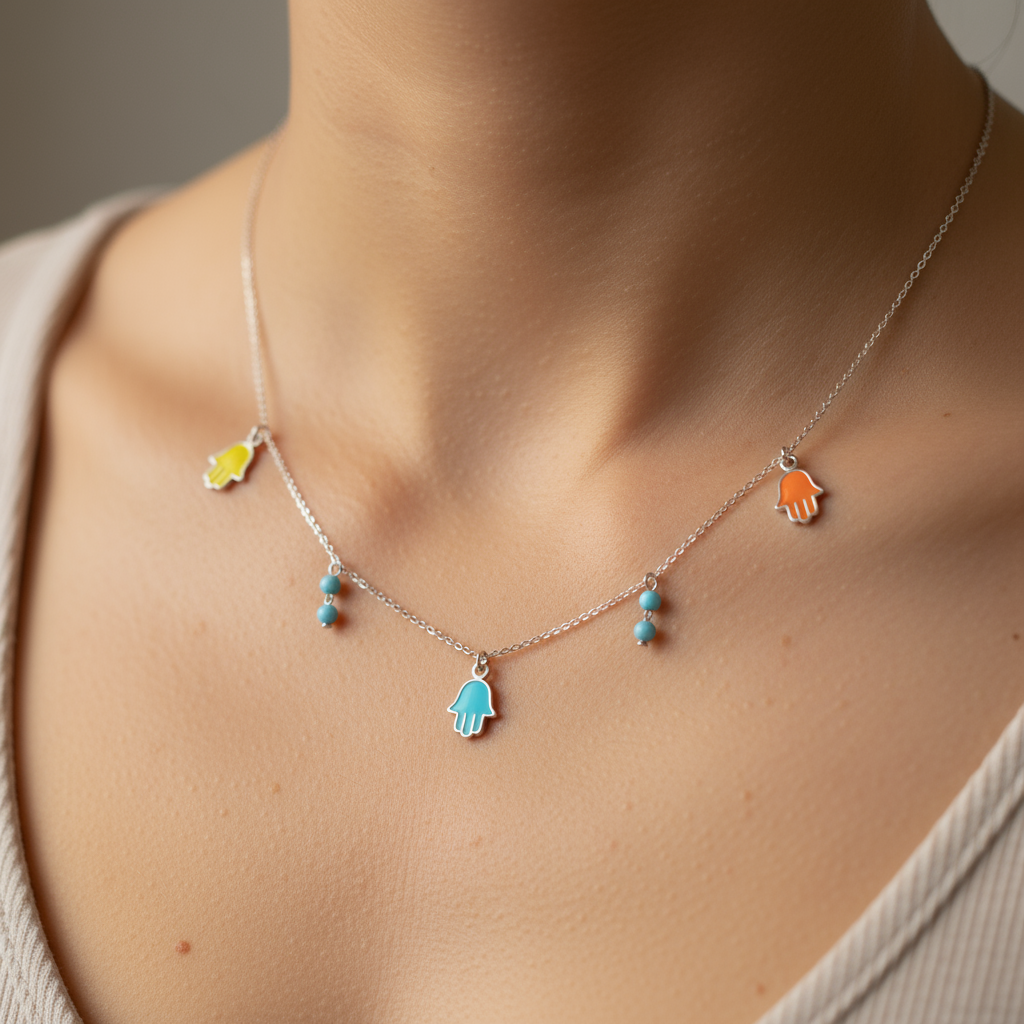 Dancing Hamsa Charms Necklace