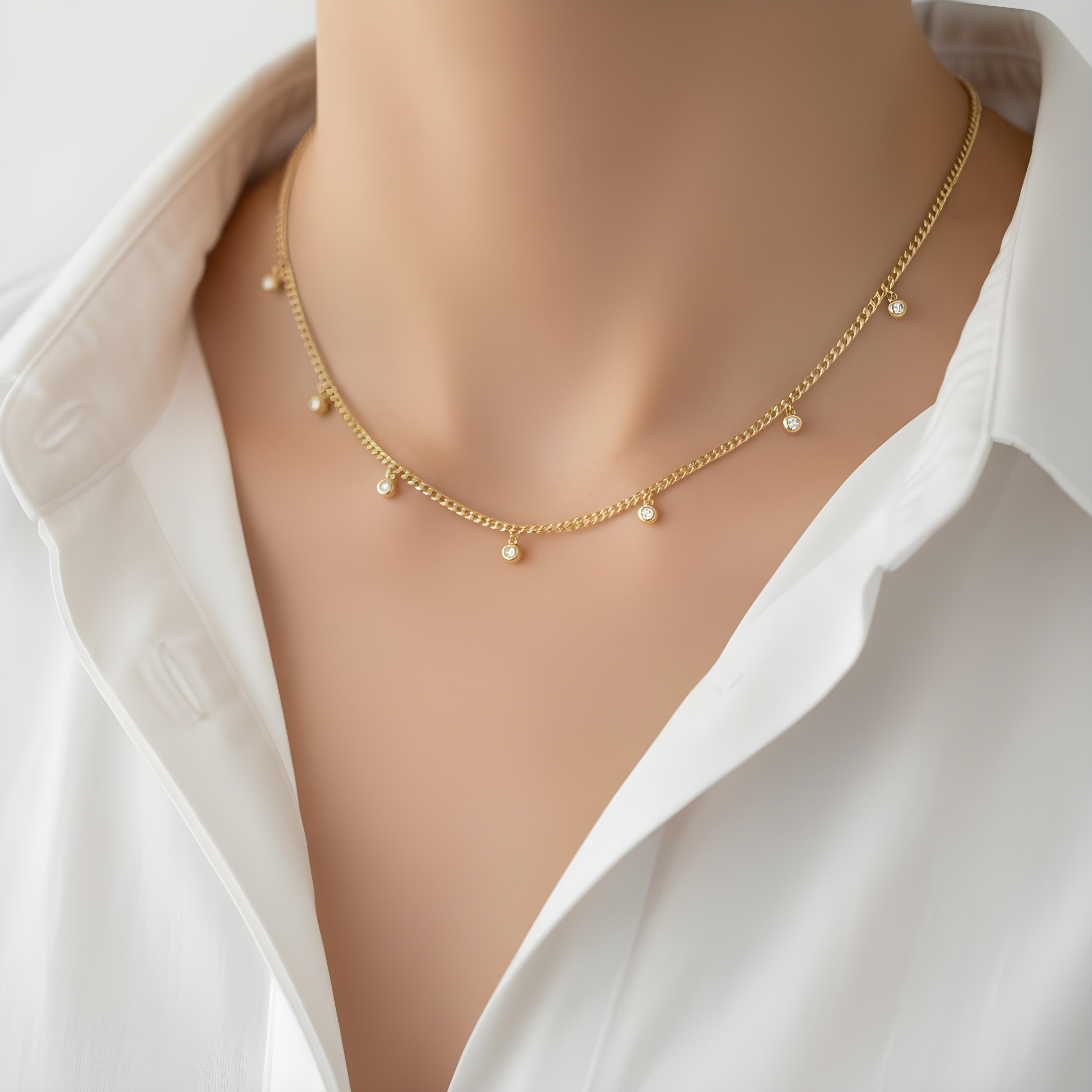 Diamond Drop Chain Necklace