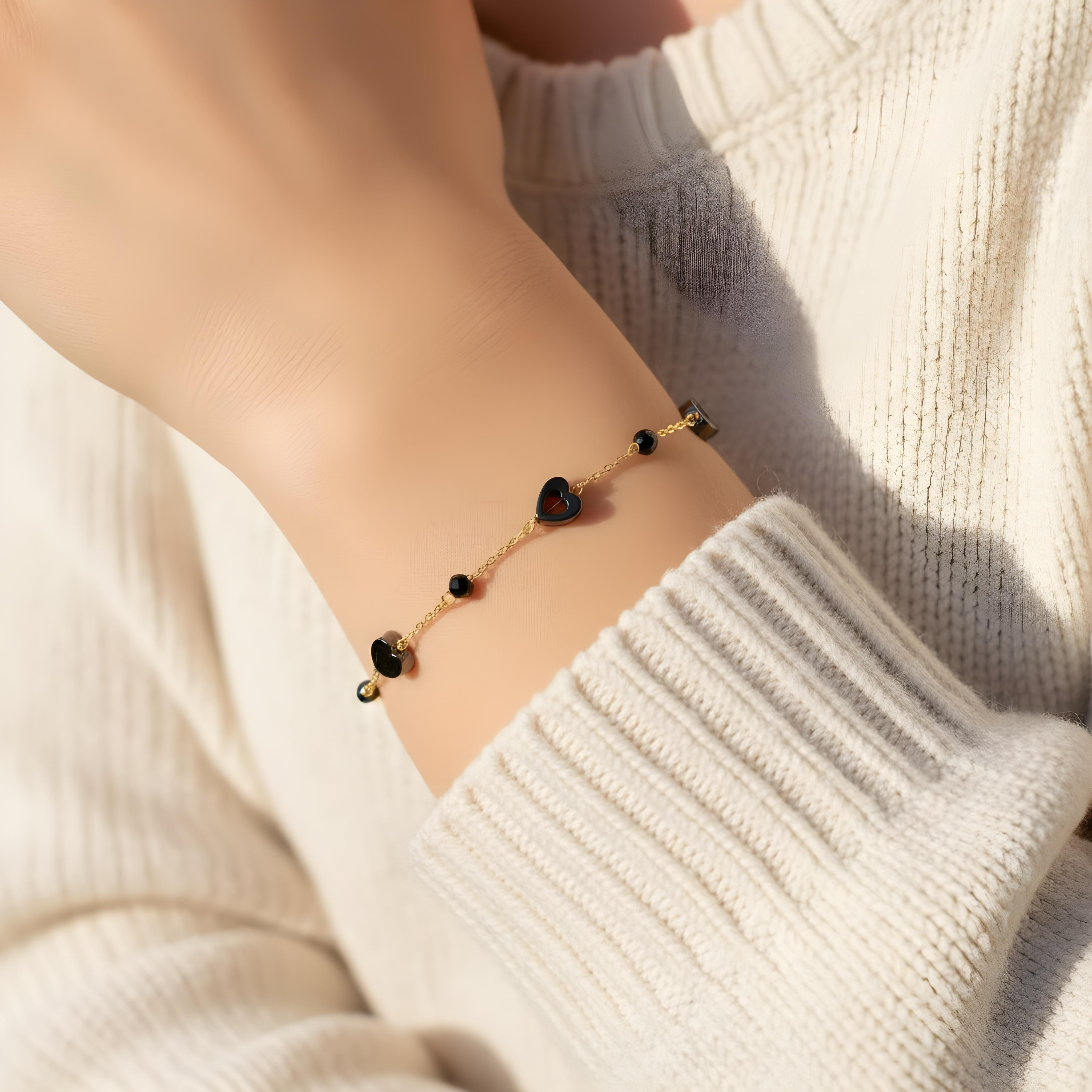 Hematite Heart Bracelet