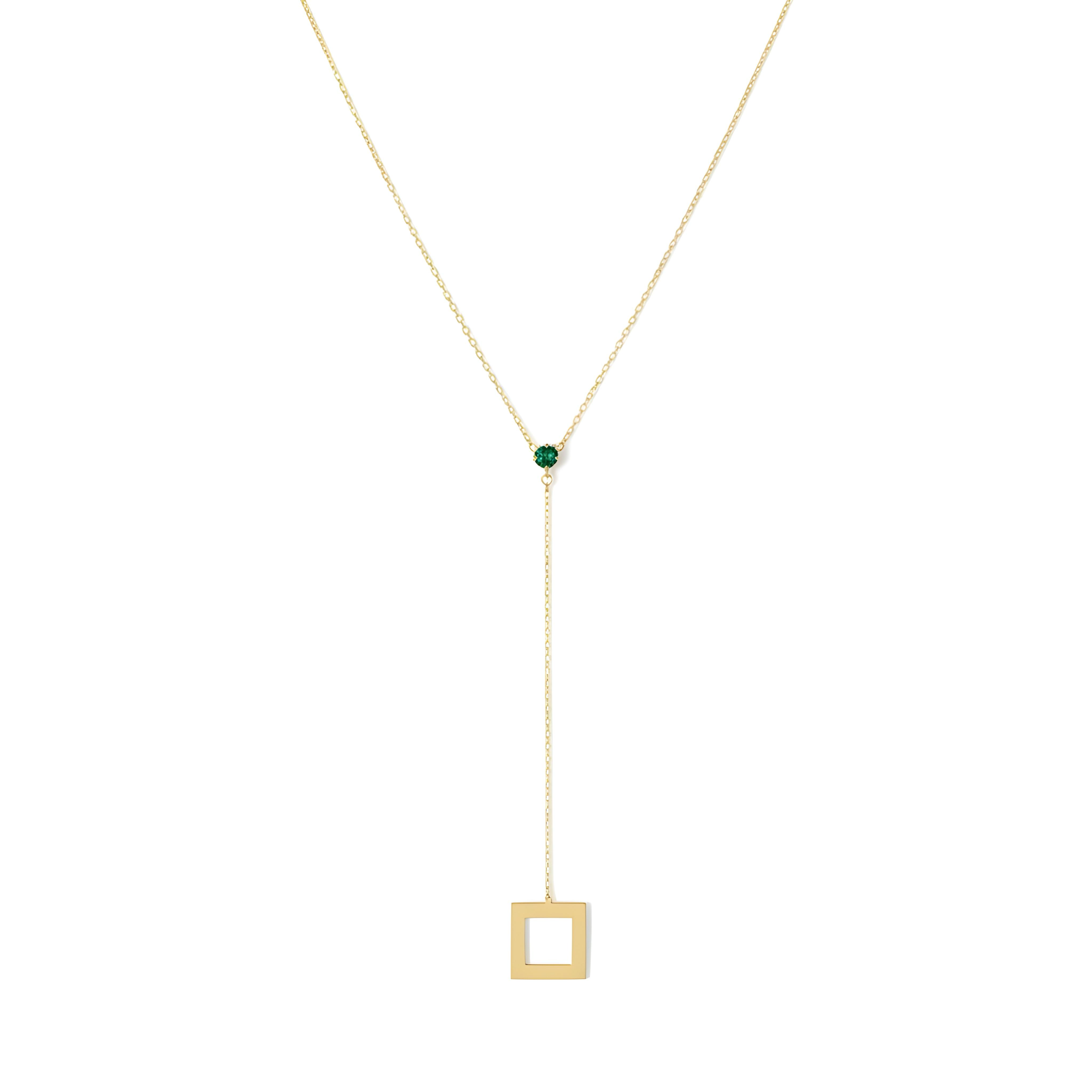 Square Drop Lariat Necklace