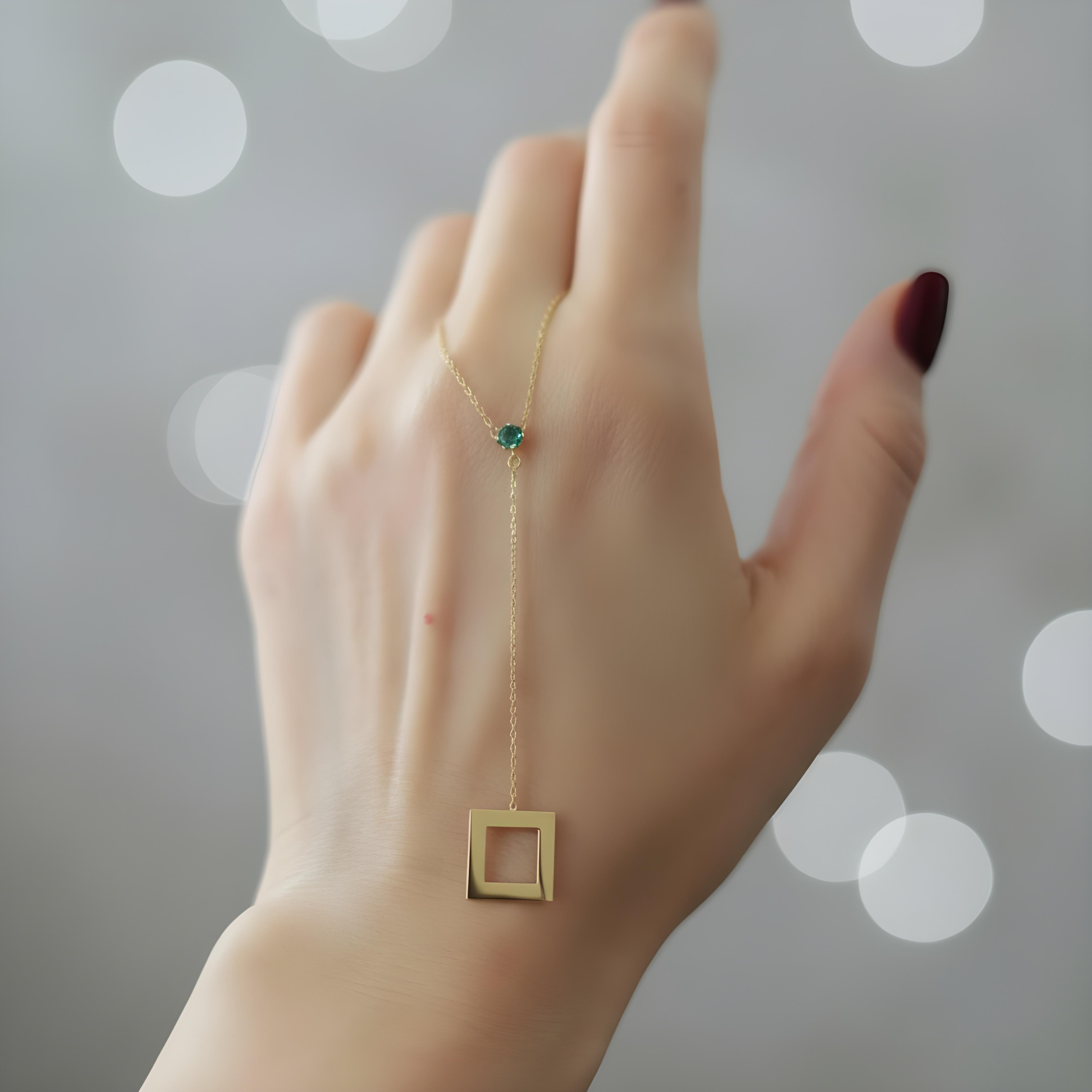 Square Drop Lariat Necklace