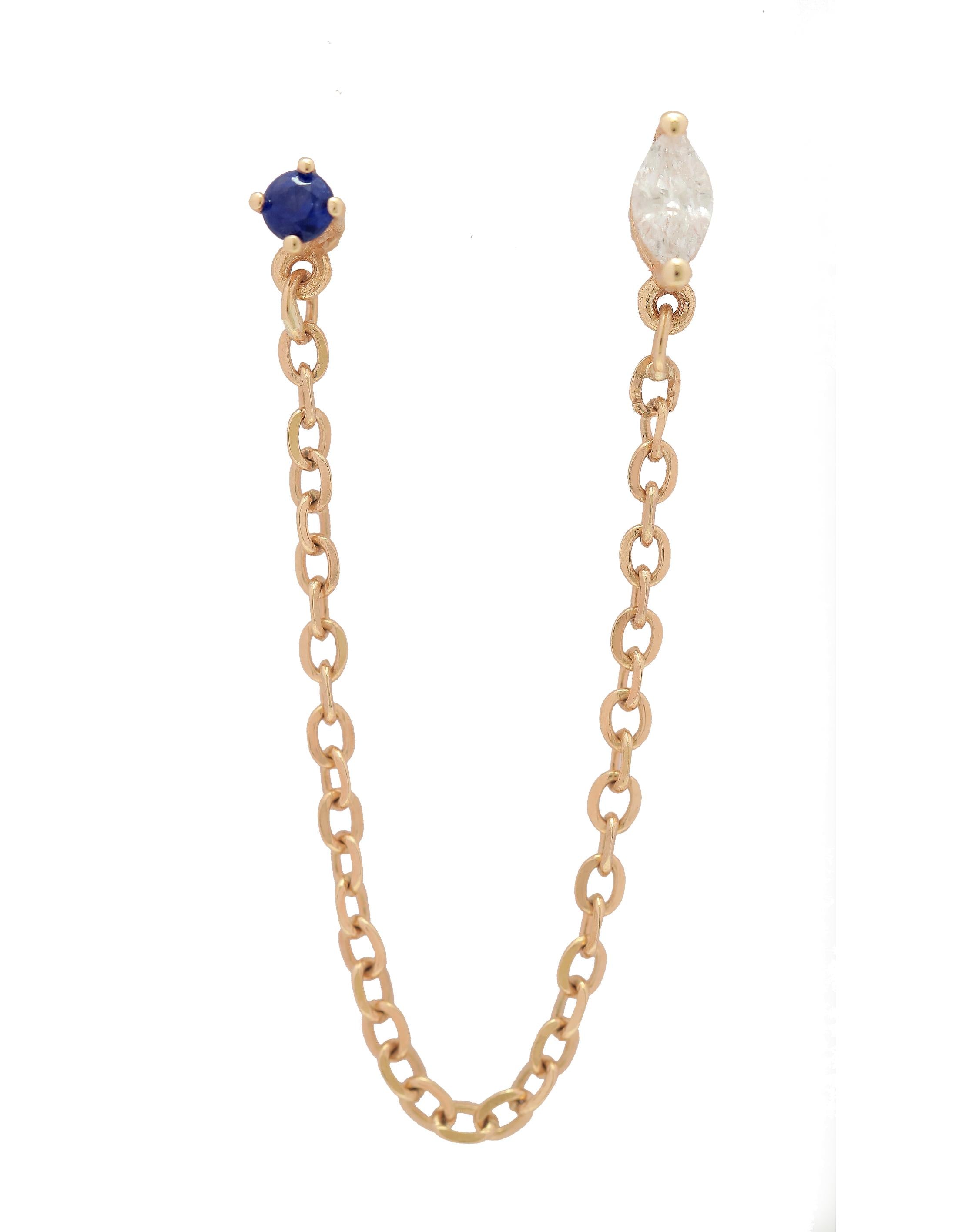 Marquise & Sapphire Chain Link Earring