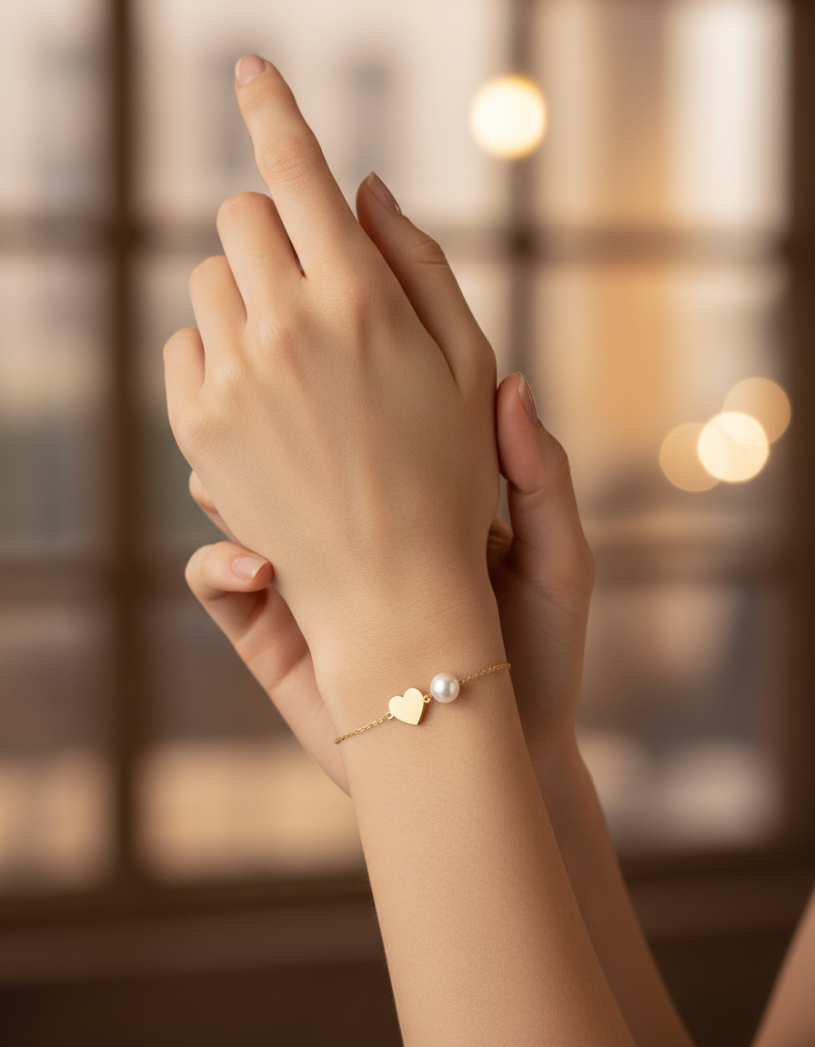 Pearly Heart Bracelet