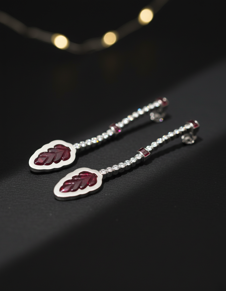 Crimson Lotus Dangling Earrings