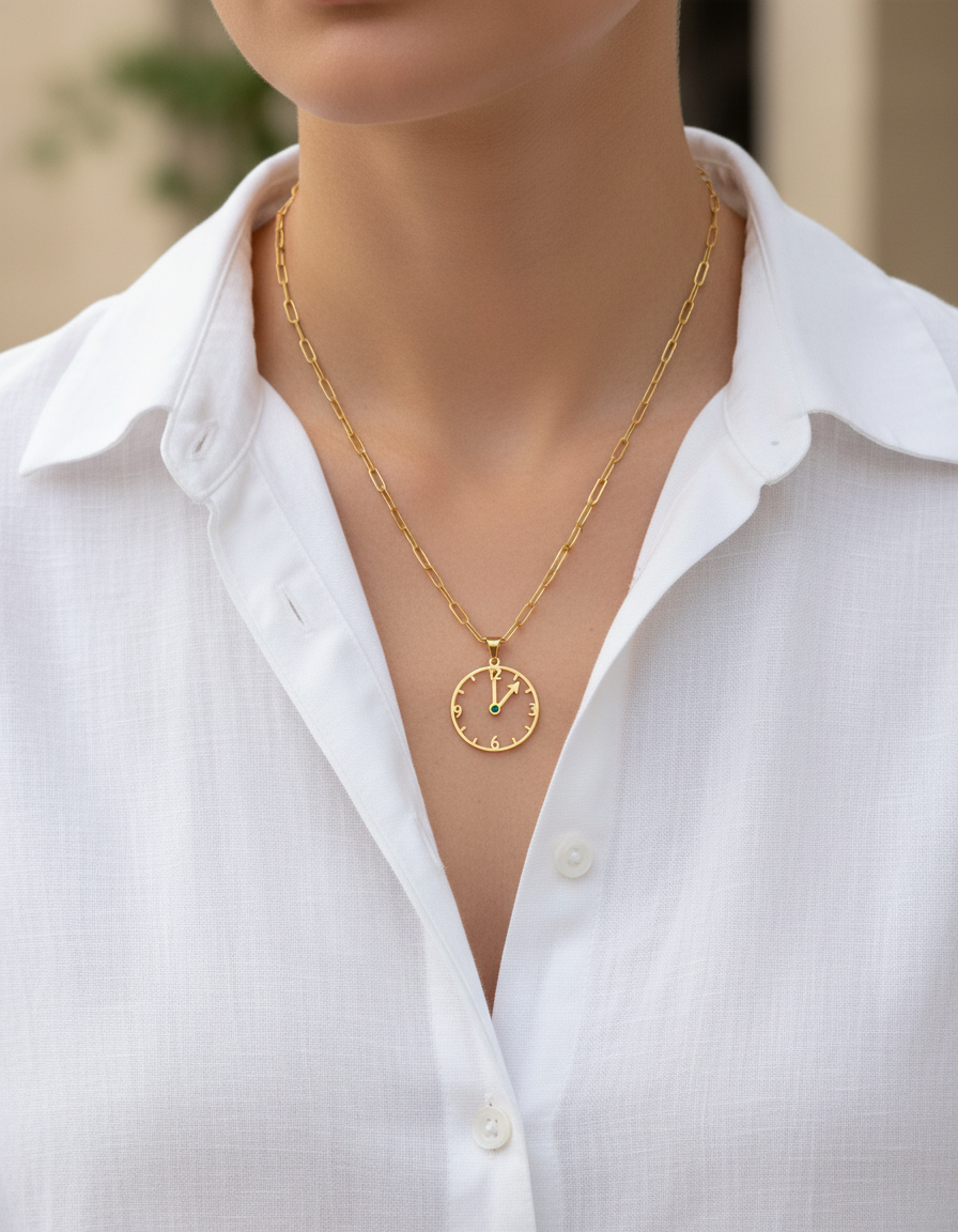 Emerald Watch Necklace