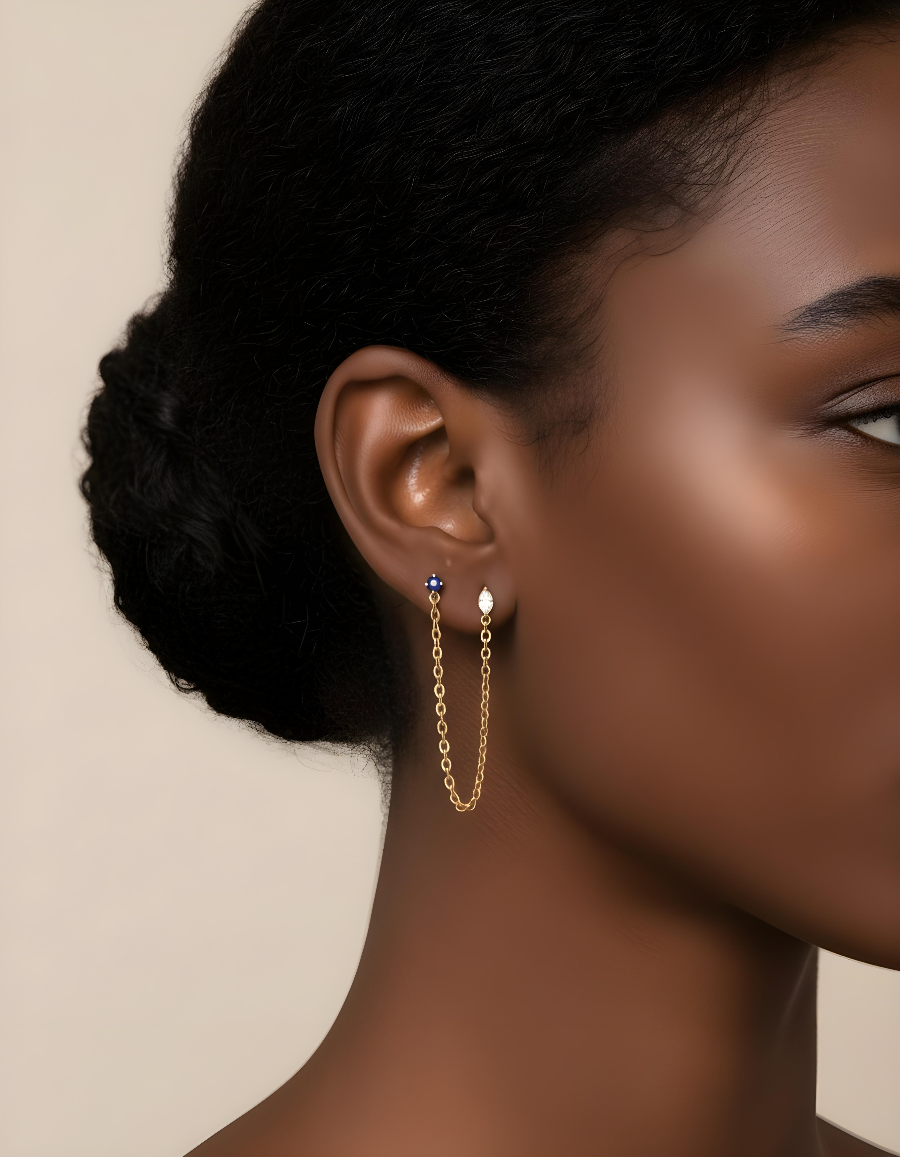 Marquise & Sapphire Chain Link Earring