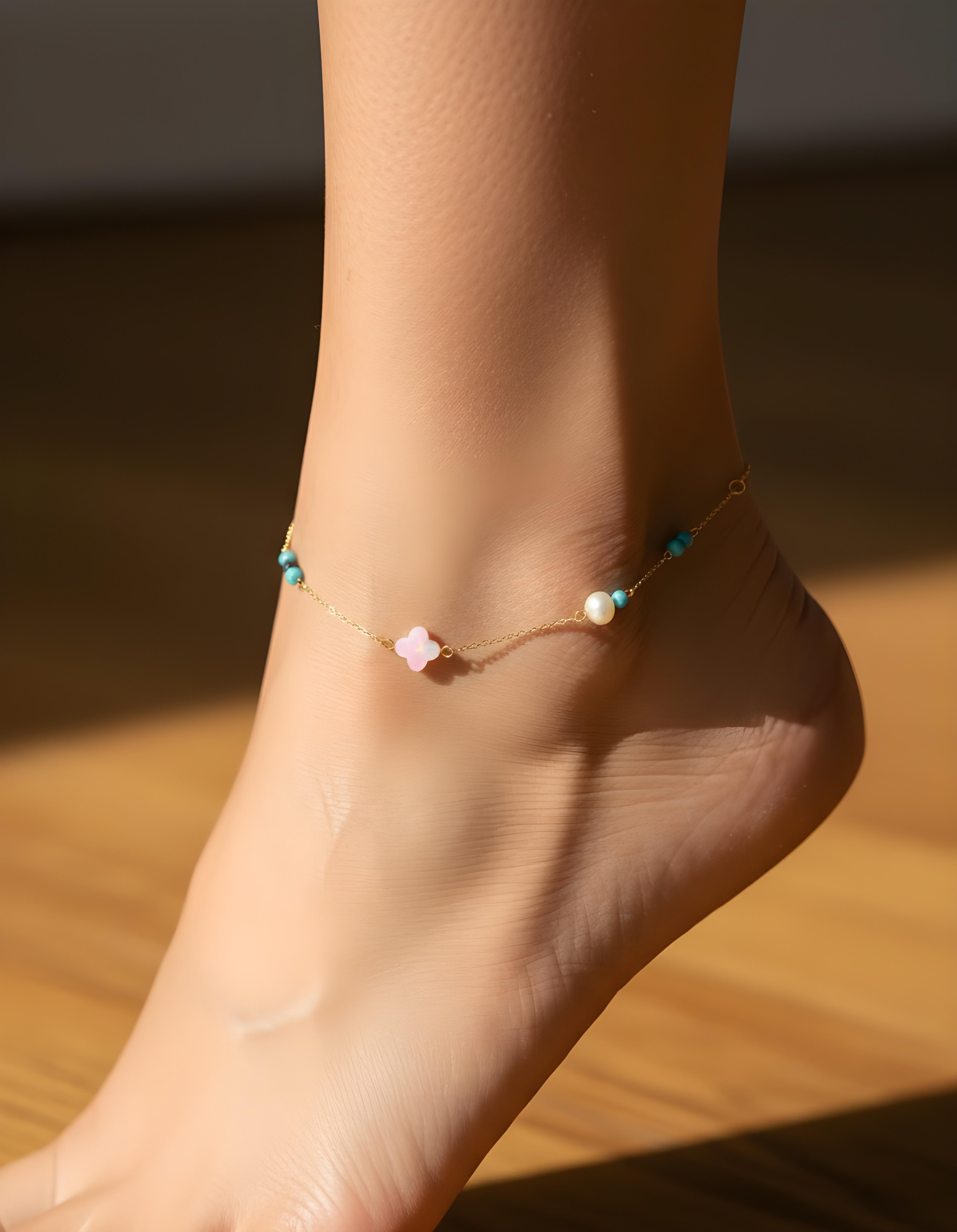 Clover Opal Anklet