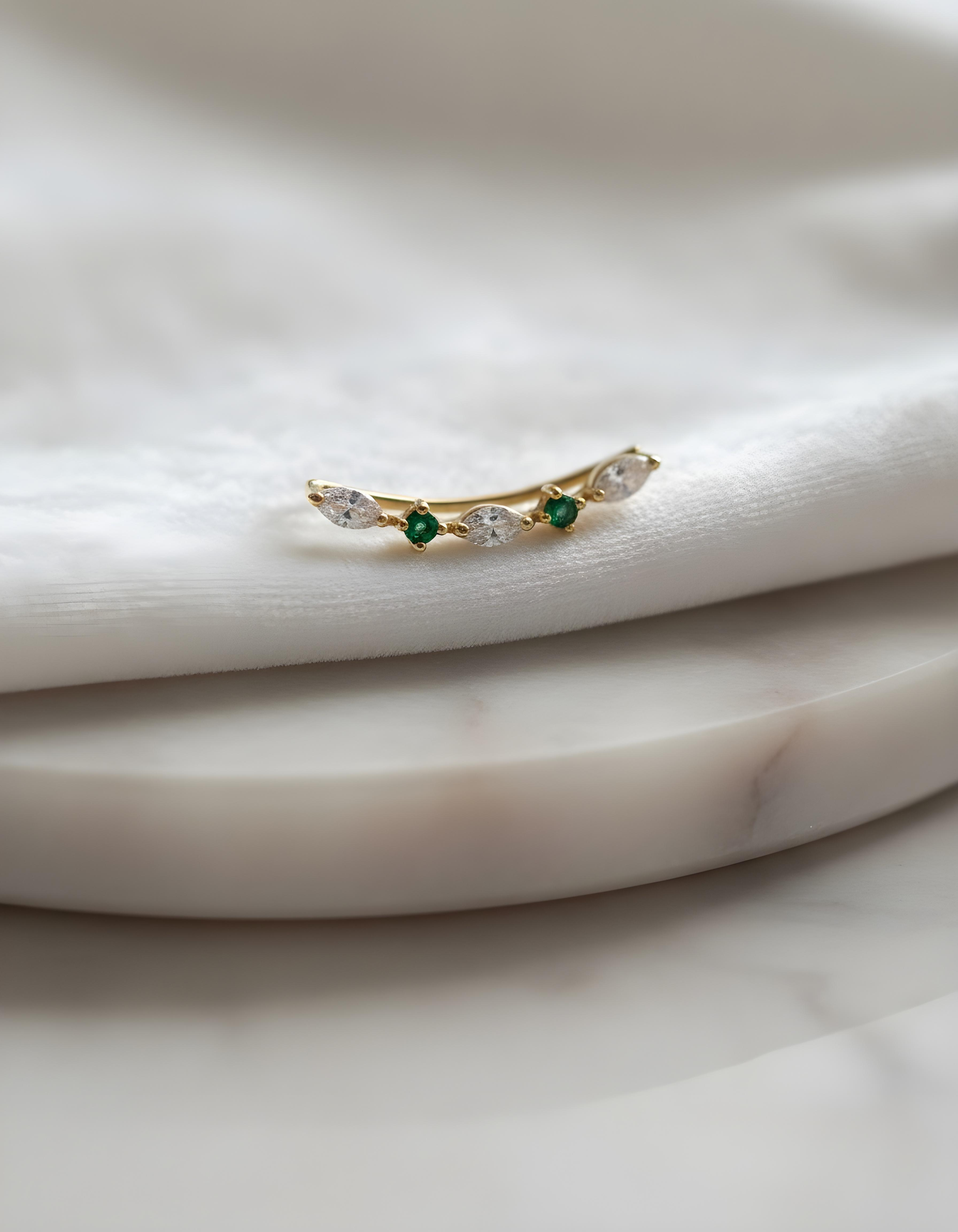 Emerald Marquise Ear Climber