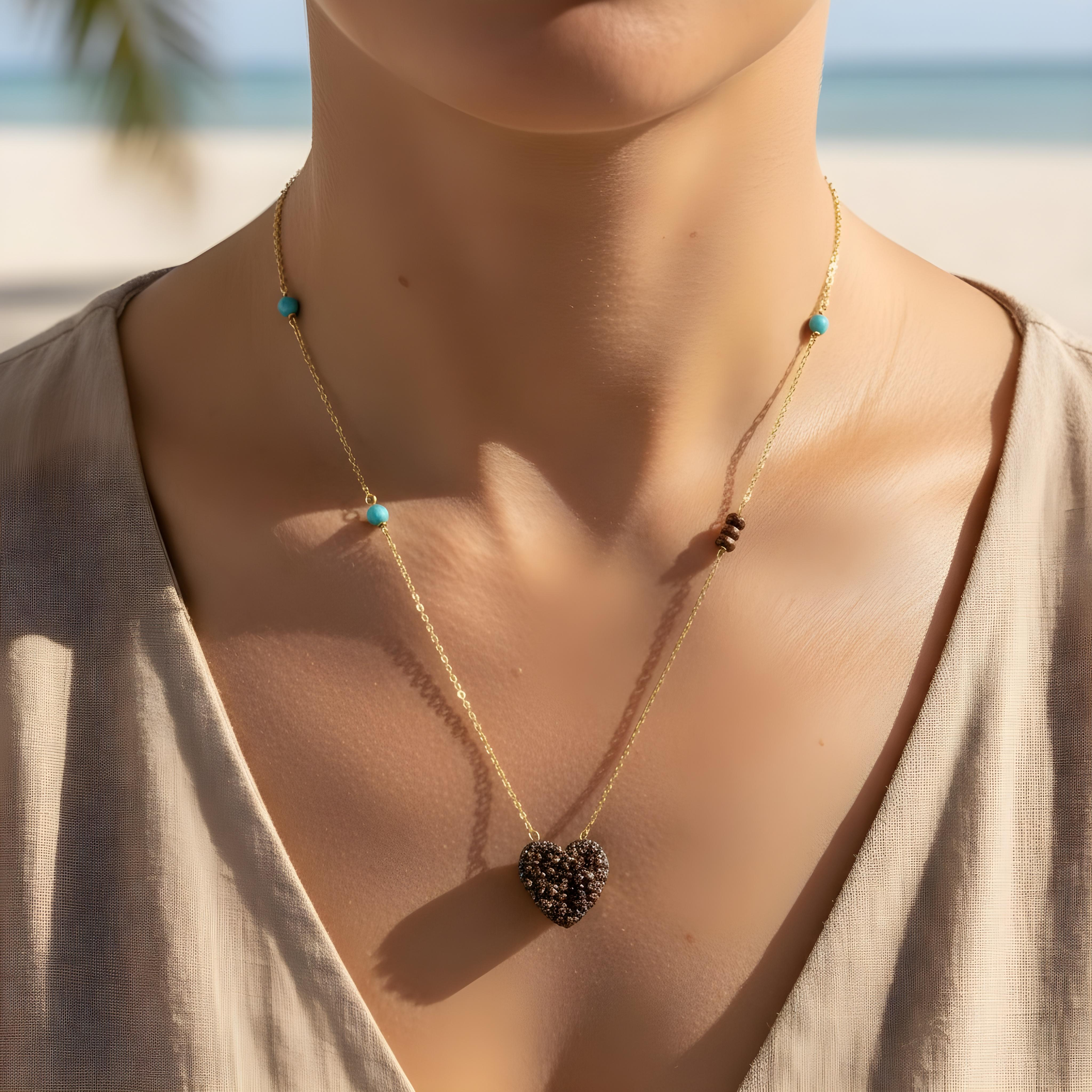 Brown Hematite Heart Choker