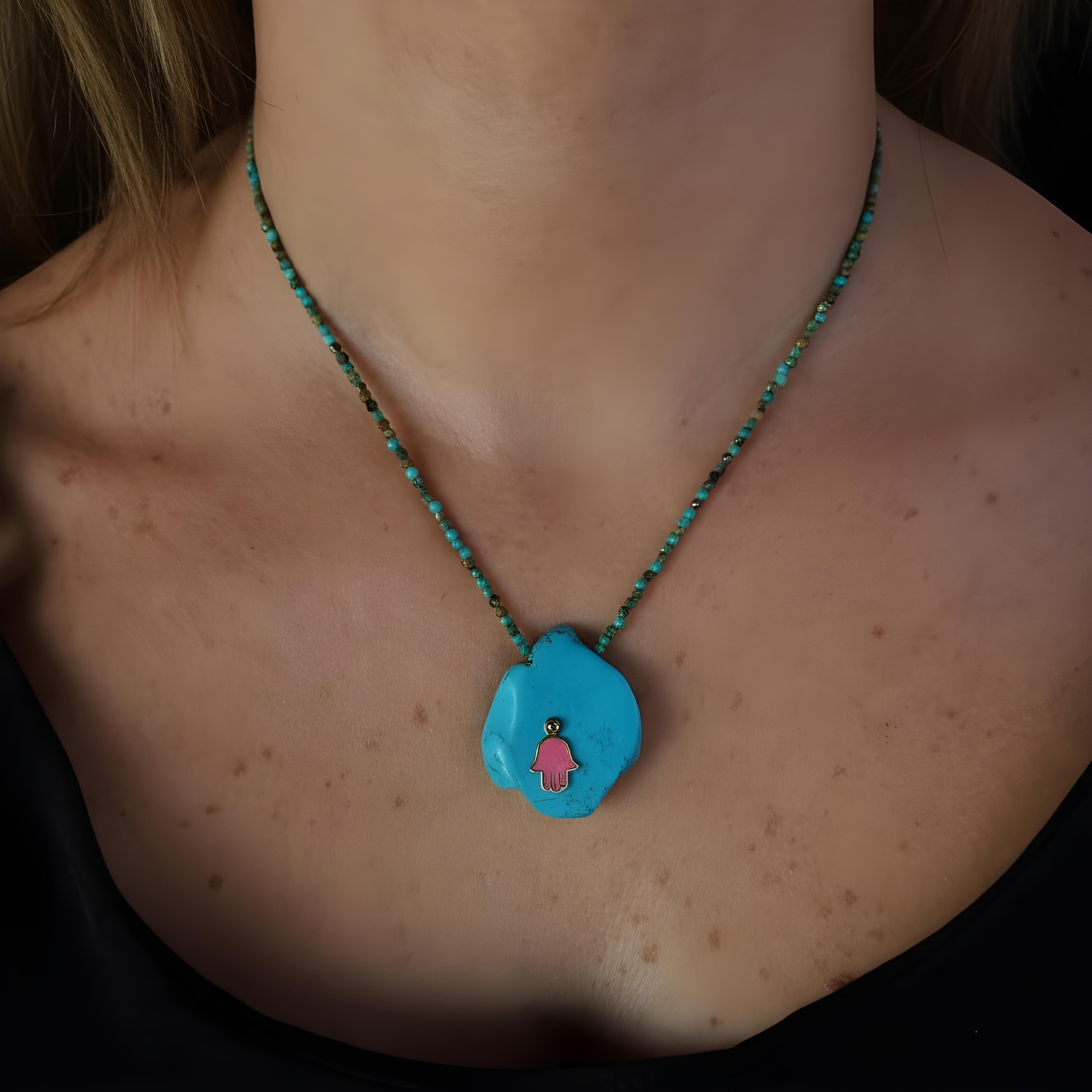 Turquoise Hamsa Necklace