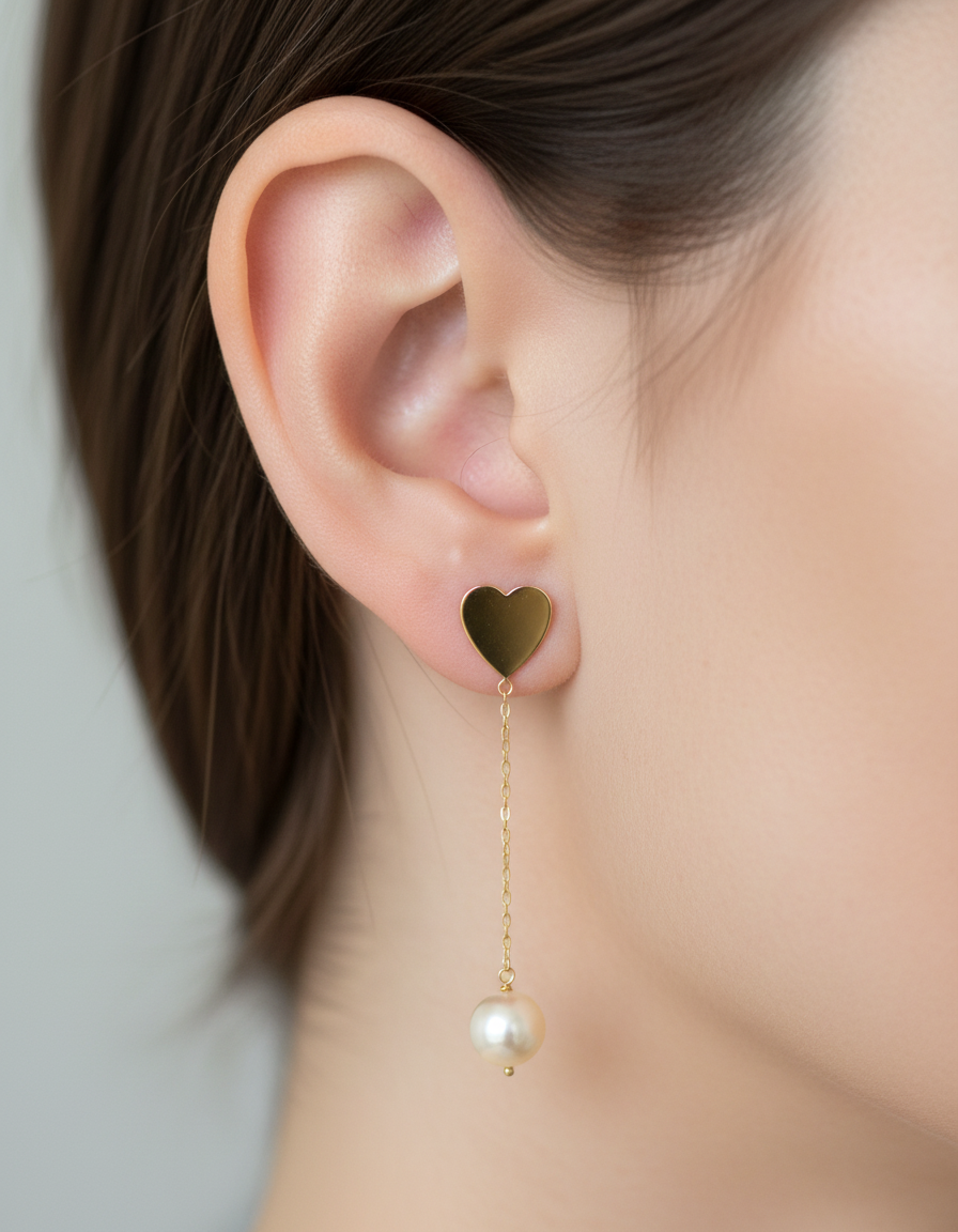 Pearly Heart Earrings