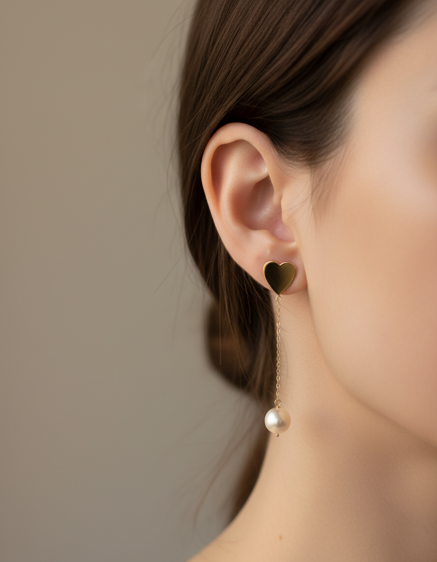 Pearly Heart Earrings