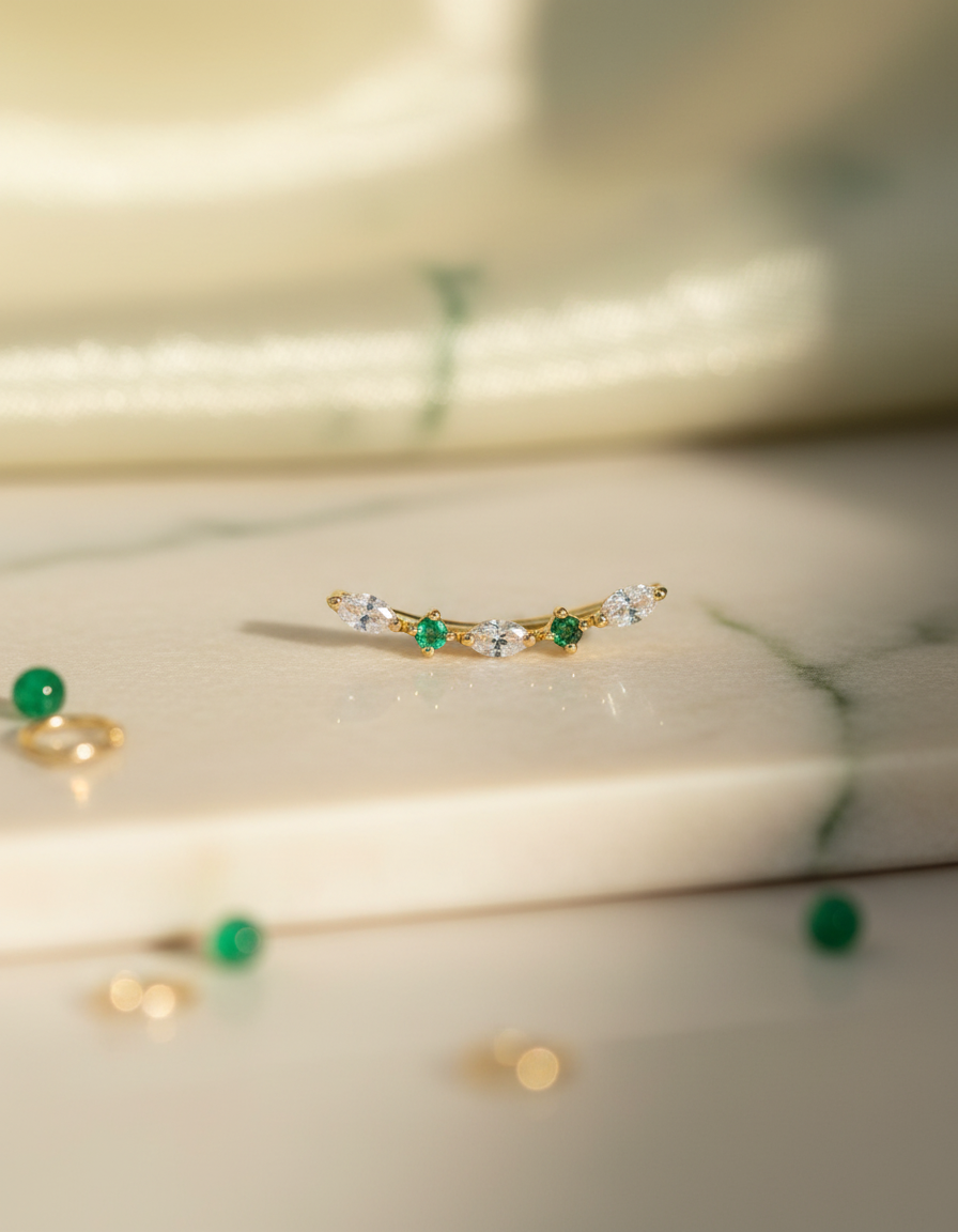 Emerald Marquise Ear Climber