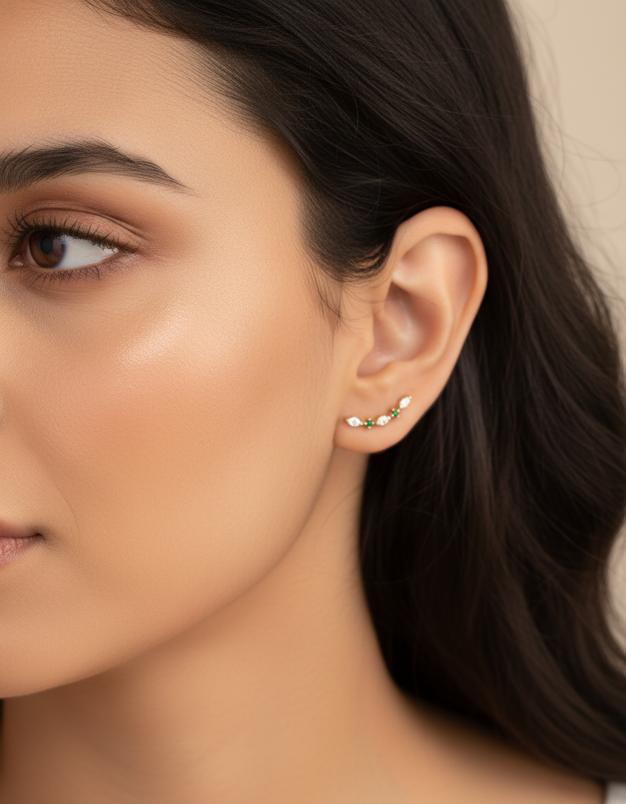 Emerald Marquise Ear Climber