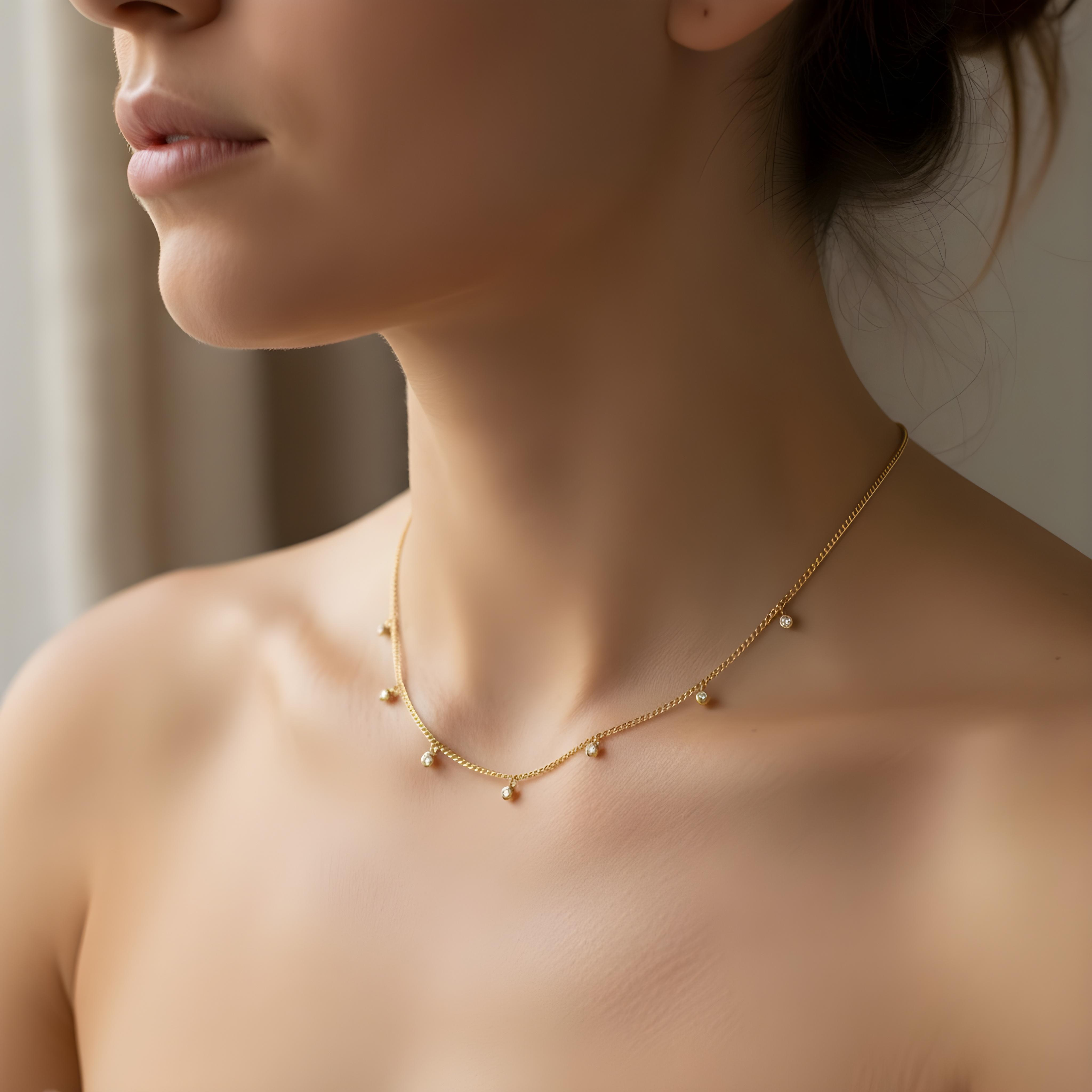 Diamond Drop Chain Necklace