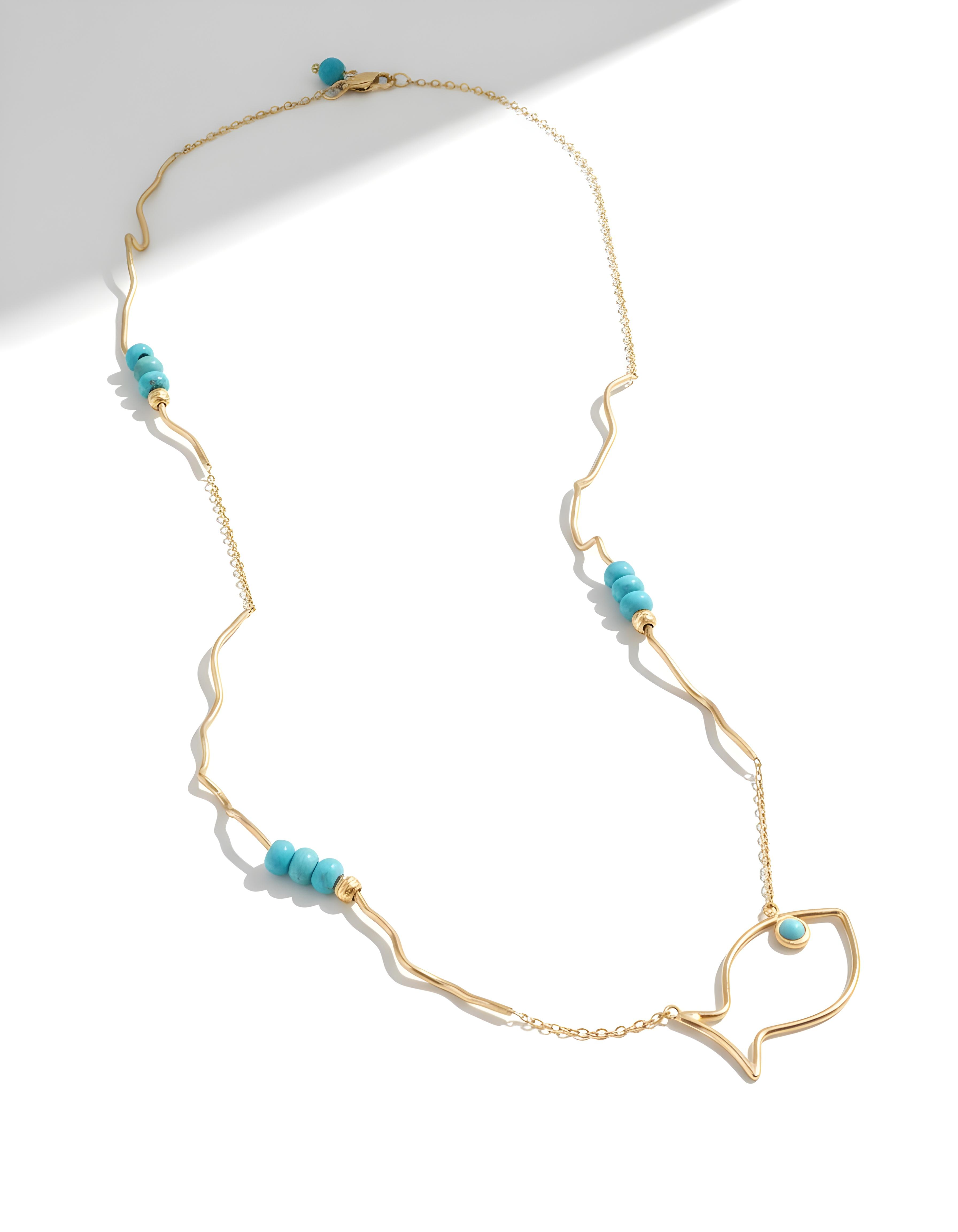 Fish & Waves Turquoise Necklace