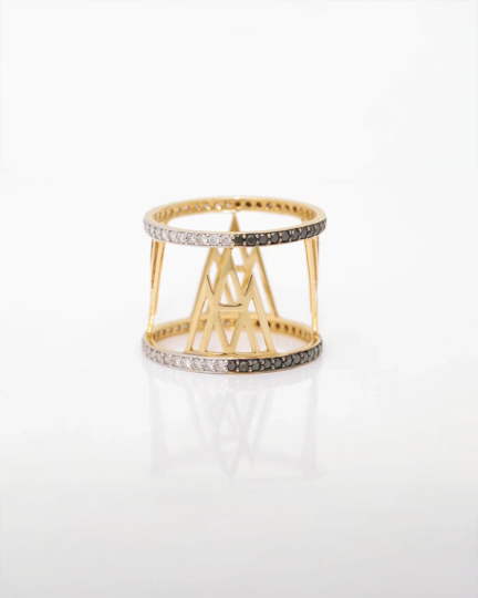 Royal Black & White Crown Ring